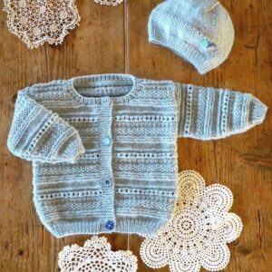 Baby Cakes Carmel Cardi and Hat  4 ply