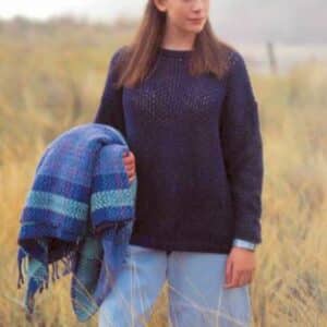 Lisa F Vintage Openwork Sweater with Garterstitch Band