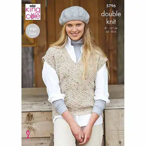 King Cole 8ply Ladies Round & V Neck Tanks