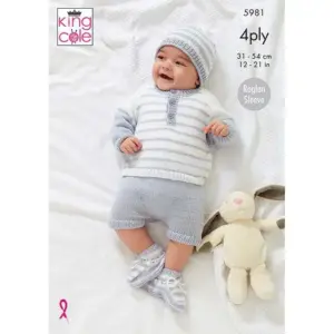 King Cole 4ply Sweaters, Pants, Hat & Booties